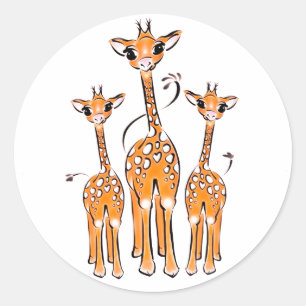 Adesivo Redondo Bebês-girafas, animais-safari Classic Round S