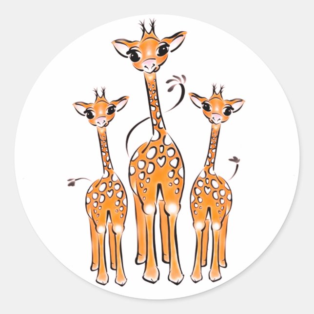 Adesivo Redondo Bebês-girafas, animais-safari Classic Round S (Frente)