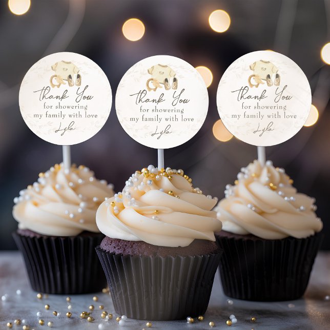 Adesivo Redondo Bebês Roupas Gênero Chá de fraldas Neutro Obrigado (Baby Shower Favor Stickers - from my Baby Clothes Baby Shower Collection)