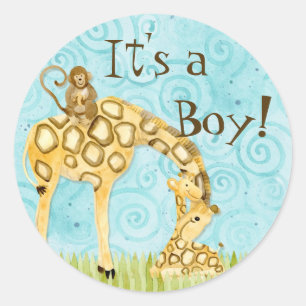 Adesivo Redondo Bebês Selvagens, Bebê-Bebês - Azul