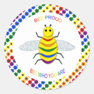 Adesivo Redondo Bebida Arco-Íris Ortográfica LGBT e Flores