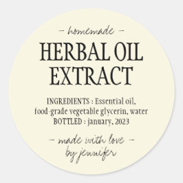 Adesivo Redondo Bebida caseira Amarelo creme Extrato de óleo