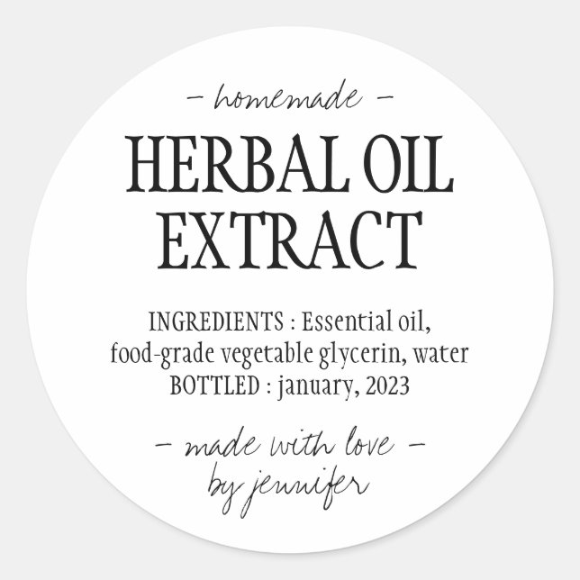Adesivo Redondo Bebida caseira Cream White Óleo de Plantas (Frente)