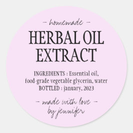 Adesivo Redondo Bebida caseira Creme rosa Extrato de óleo à base d