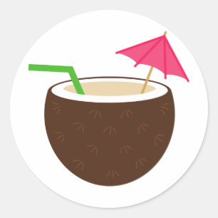 Adesivo Redondo Bebida Tropical De Coco