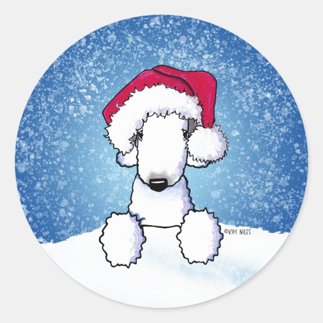 Adesivo Redondo Bedlington Christmas (Frente)