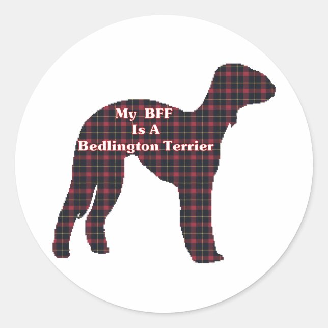 Adesivo Redondo Bedlington Terrier BFF Sticker (Frente)