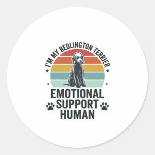 Adesivo Redondo Bedlington Terrier Suporte Emocional Humano Vintag