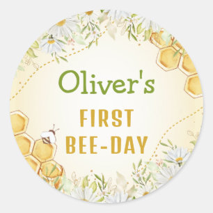Adesivo Redondo Bee 1rua, Garoto Amarelo Festa de aniversário