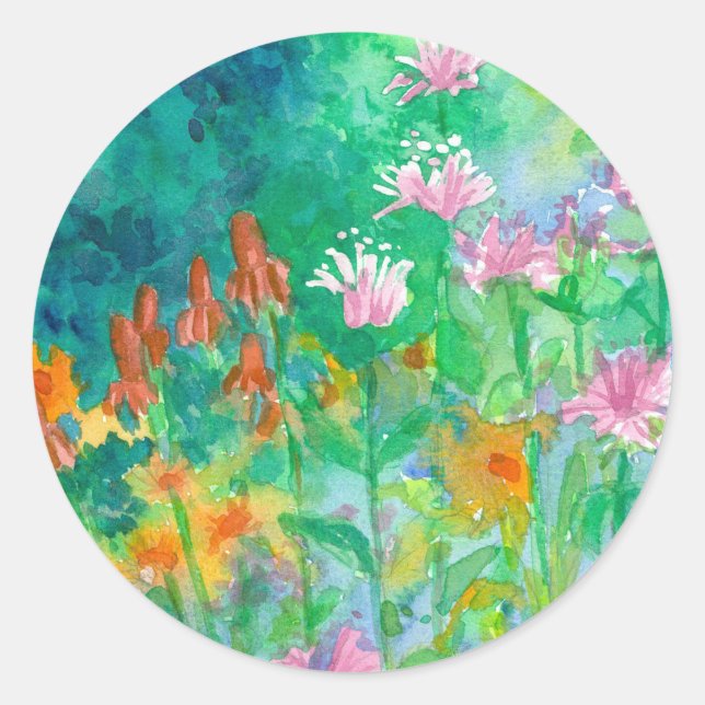 Adesivo Redondo Bee Balm Mexicano Hat Herbs Garden (Frente)