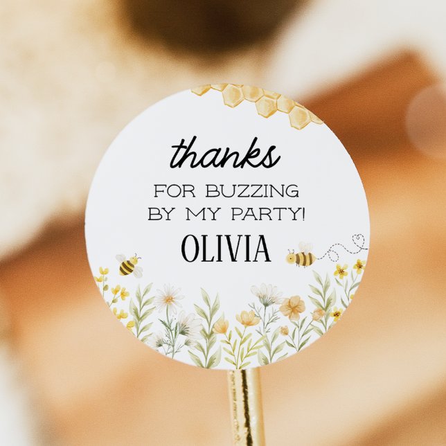 Adesivo Redondo Bee Birthday Stickers (Criador carregado)