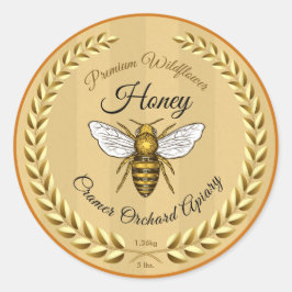 Adesivo Redondo Bee e Garland Amber Honey