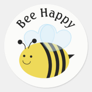 Adesivo Redondo Bee Happy Bumblebee