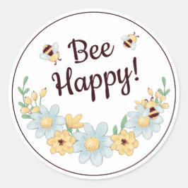 Adesivo Redondo Bee Happy Bumblebee
