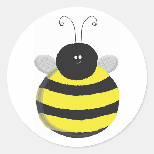 Adesivo Redondo Bee Happy Chubby, abelha fofa (Frente)