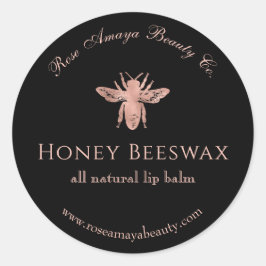 Adesivo Redondo Bee Honey Beeswax Rosa Beleza Dourada Cosmética