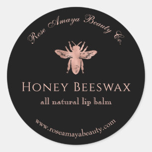 Adesivo Redondo Bee Honey Beeswax Rosa Beleza Dourada Cosmética