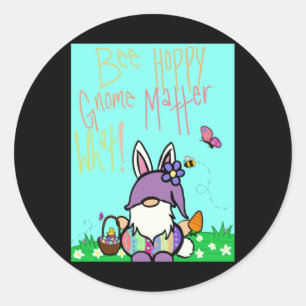 Adesivo Redondo Bee Hoppy Gnomo Que Sticker