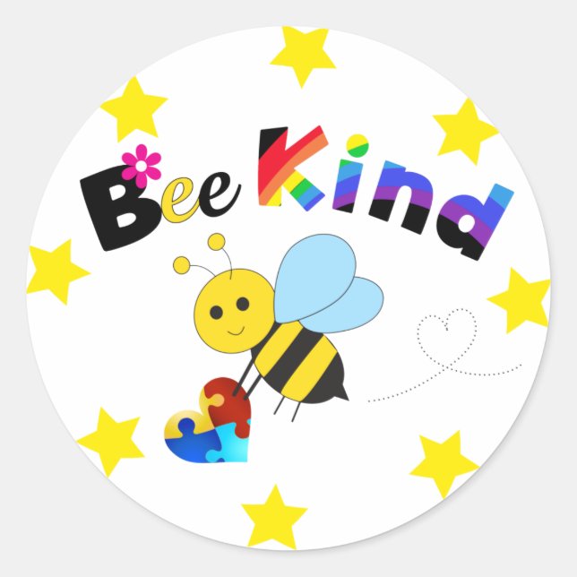 Adesivo Redondo Bee Kind (Frente)