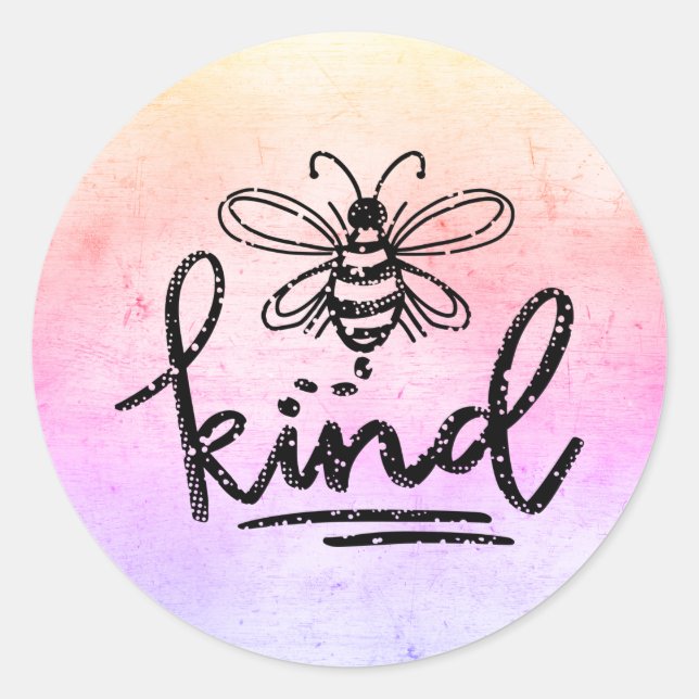 Adesivo Redondo Bee Kind Rainbow Ombre (Frente)