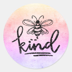 Adesivo Redondo Bee Kind Rainbow Ombre