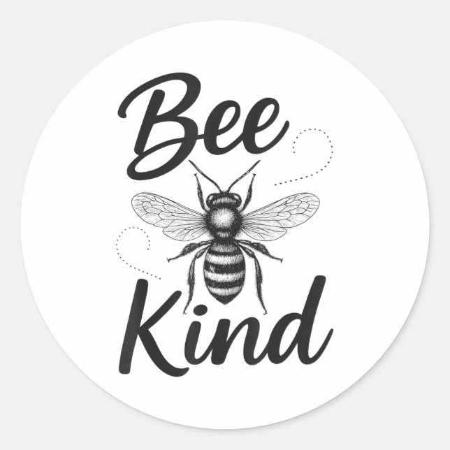 Adesivo Redondo Bee Kind Sitive Quote Cute Funny Design For Kids  (Frente)