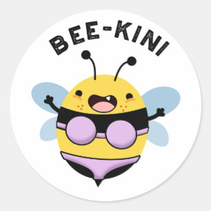 Adesivo Redondo Bee-kini Engraçado Bee Puns