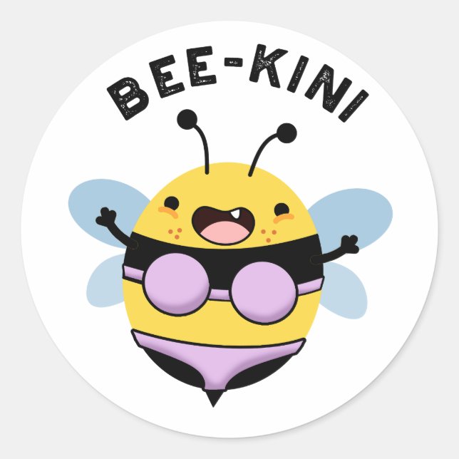 Adesivo Redondo Bee-kini Engraçado Bee Puns (Frente)