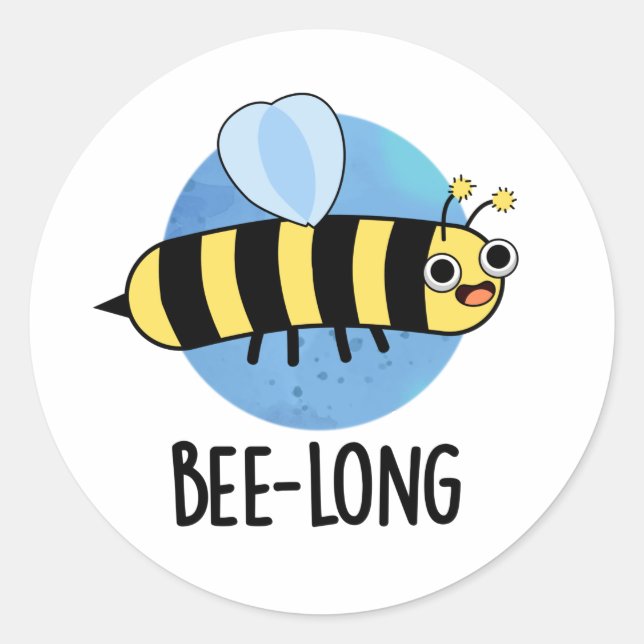 Adesivo Redondo Bee-Long Insett Bee Pun (Frente)
