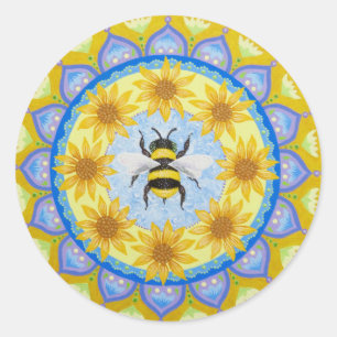 Adesivo Redondo Bee Mandala, autocolante de Soozie Wray