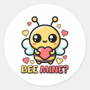Adesivo Redondo Bee Mine! Bonito Bumble Be Pun Cartoon