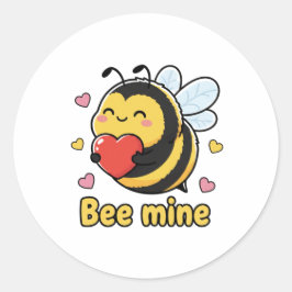 Adesivo Redondo Bee Mine Cute Chubby Bumblebee Valentine Pun 