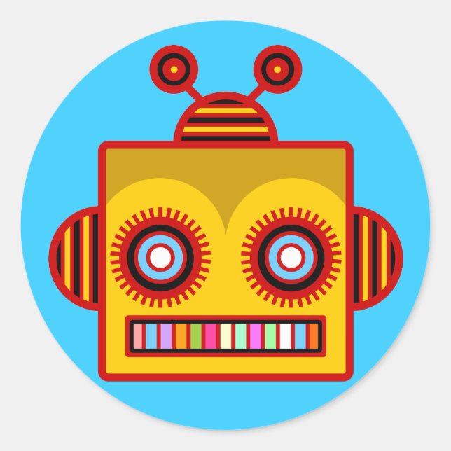 Adesivo Redondo Bee Robot BickSticker (Frente)