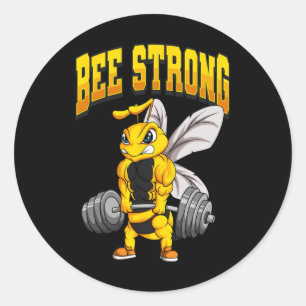 Adesivo Redondo Bee Strong Gym Malhação Bodybuilding