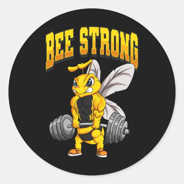 Adesivo Redondo Bee Strong Gym Malhação Bodybuilding (Frente)