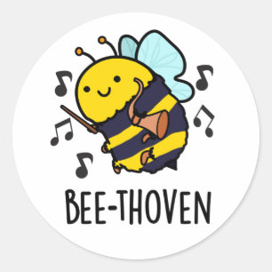 Adesivo Redondo Bee-Thoven Funny Music Pun