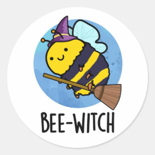 Adesivo Redondo Bee-witch Engraçado Bee Pun