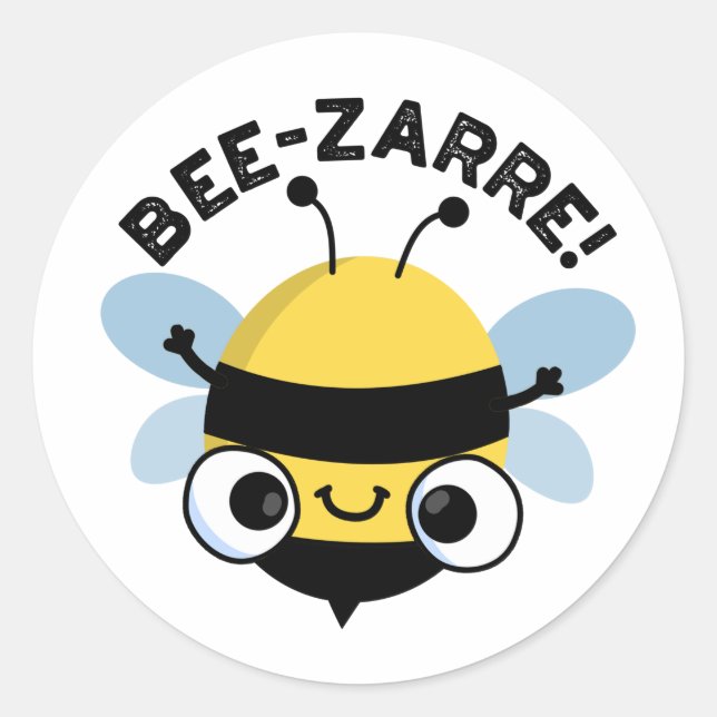 Adesivo Redondo Bee zarre Funny Bizarre Bee Pun (Frente)