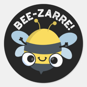 Adesivo Redondo Bee zarre Funny Bizarre Bee Pun Dark BG