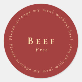 Adesivo Redondo Beef-Free Request Sticker, Dark red