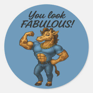 Adesivo Redondo Beefcake Giraffe - Fabuloso e achatado