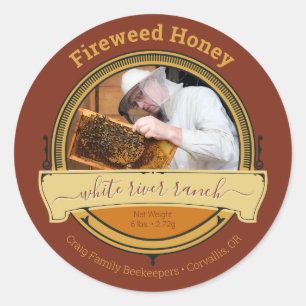 Adesivo Redondo Beekeeper ou Apiary Photo Honey Product