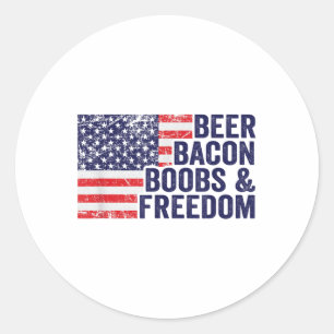 Adesivo Redondo Beer Bacon S&amp; Freedom - Engraçado Churrasco De