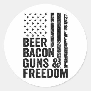 Adesivo Redondo Beer Bycon Guns E Freedom Usa Churrasco Flag Ameri