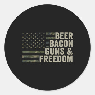 Adesivo Redondo Beer Bycon Guns E Liberdade - Bebendo De Churrasco
