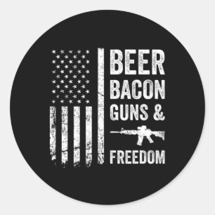 Adesivo Redondo Beer Bycon Guns E Liberdade - Churrasco Americano 