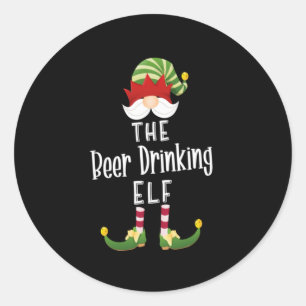 Adesivo Redondo Beer Drinking Elf Group Christmas Birthday