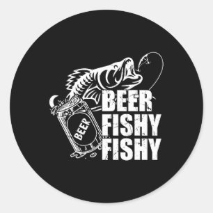 Adesivo Redondo Beer Fishy Engraçado Bebendo De Pesca Birthday G