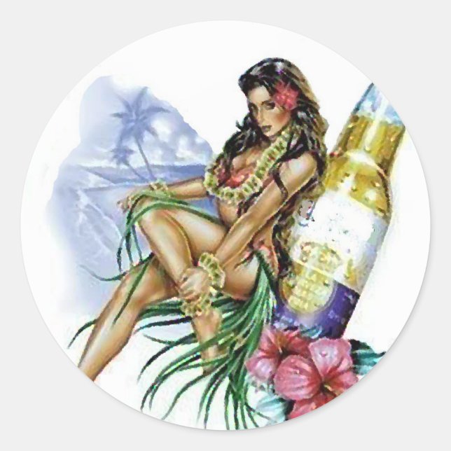 Adesivo Redondo Beer Girl (Frente)
