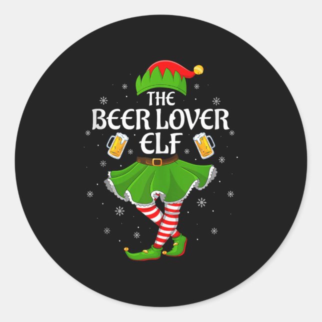 Adesivo Redondo Beer Lover Elf Christmas Family Girls Women Elf Sq (Frente)